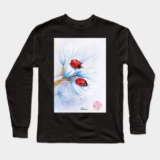 "companions"  ladybugs mixed media painting - watercolor, ink, colored pencil Long Sleeve T-Shirt